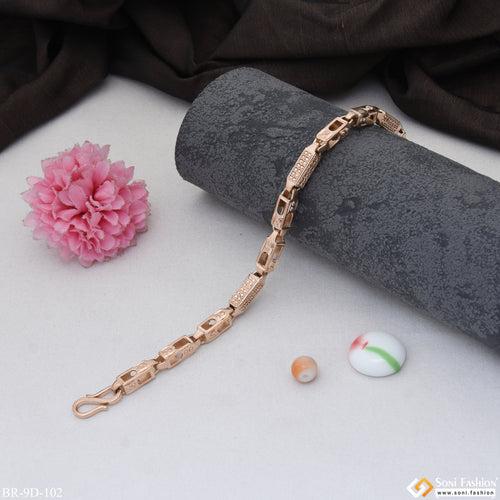 Latest Design with Diamond Prominent Design Rose Gold Bracelet for Men - Style D102