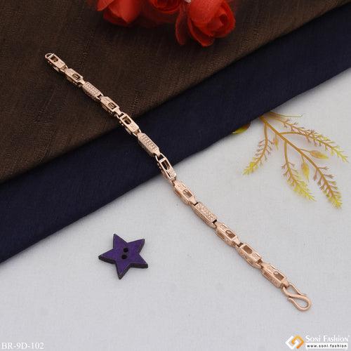 Latest Design with Diamond Prominent Design Rose Gold Bracelet for Men - Style D102