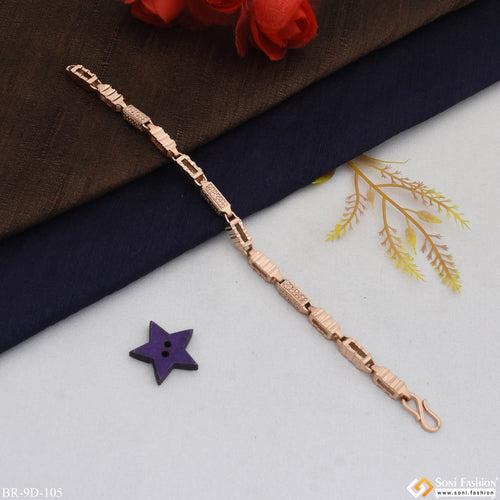 Fancy Design with Diamond Best Quality Rose Gold Bracelet for Men - Style D105