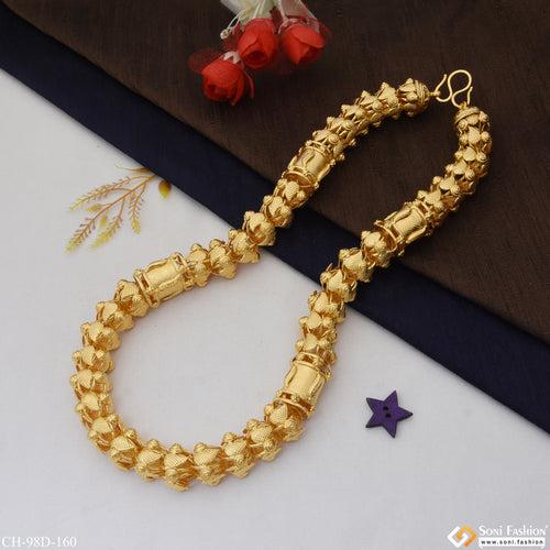 1 Gram Gold Plated Rajwadi Hand-Crafted Design Chain for Men - Style D160