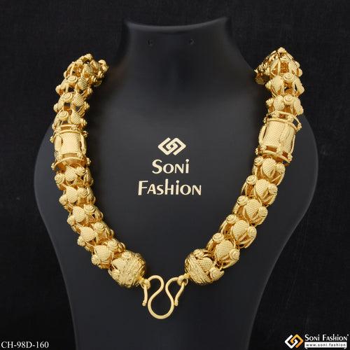 1 Gram Gold Plated Rajwadi Hand-Crafted Design Chain for Men - Style D160