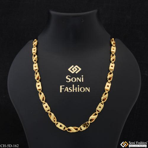 Kohli Nawabi Etched Design High-Quality Gold Plated Chain for Men - Style D162