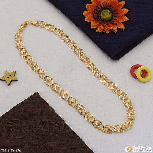 Ring Into Ring Lovely Design High-Quality Gold Plated Chain for Men - Style D170