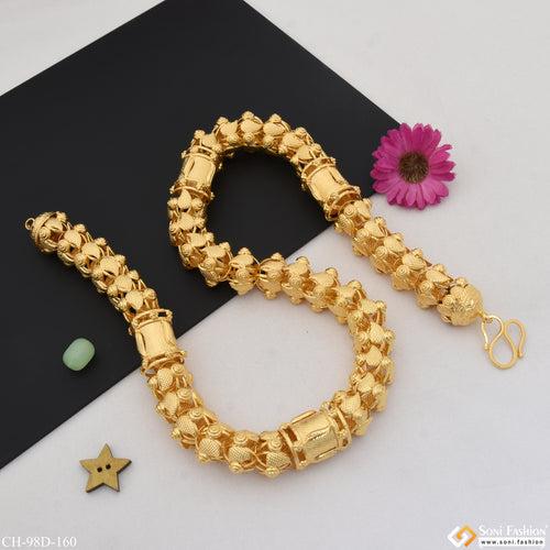 1 Gram Gold Plated Rajwadi Hand-Crafted Design Chain for Men - Style D160