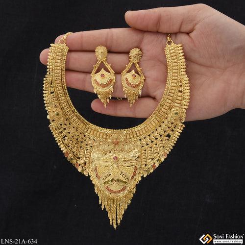 Dazzling Design Fancy Design Gold Plated Necklace Set for Women - Style A634