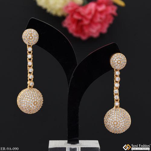 Gorgeous Design with Diamond New Style Gold Plated Earrings for Lady - Style A090