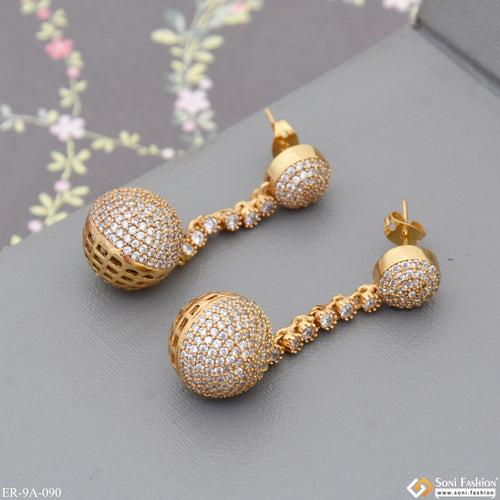 Gorgeous Design with Diamond New Style Gold Plated Earrings for Lady - Style A090