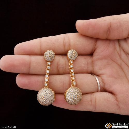 Gorgeous Design with Diamond New Style Gold Plated Earrings for Lady - Style A090