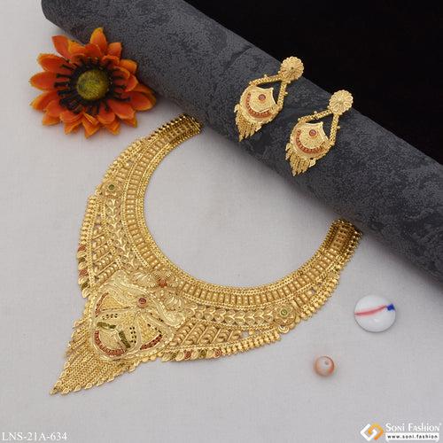 Dazzling Design Fancy Design Gold Plated Necklace Set for Women - Style A634