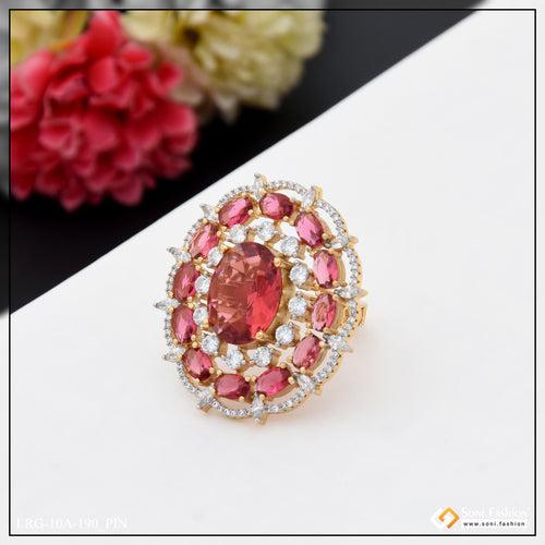 Dazzling Design with Diamond Designer Gold Plated Ring for Ladies - Style A190