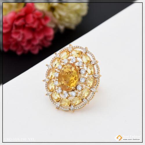 Dazzling Design with Diamond Designer Gold Plated Ring for Ladies - Style A190