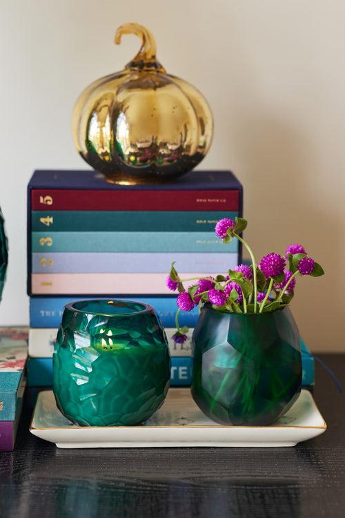 Pomegranate Glass Vase - Teal