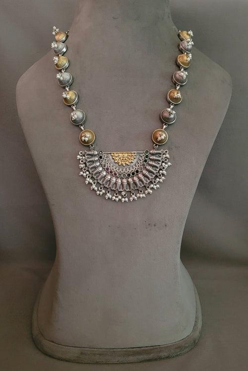 TRIBAL SILVER PLATED NECKLACE WITH EARRINGS