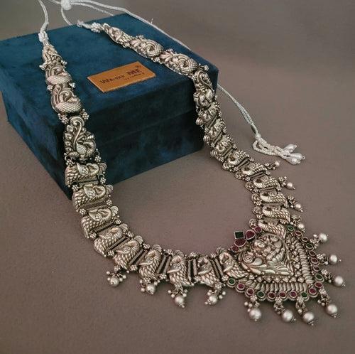 TRIBAL SILVER PLATED NECKLACE WITH EARRINGS