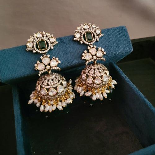 POLKI KUNDAN AND SEMI PRECIOUS STONE EARRINGS