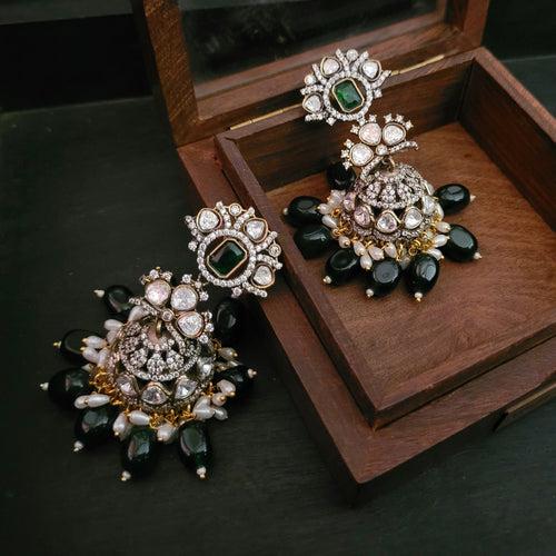 POLKI KUNDAN AND SEMI PRECIOUS STONE EARRINGS