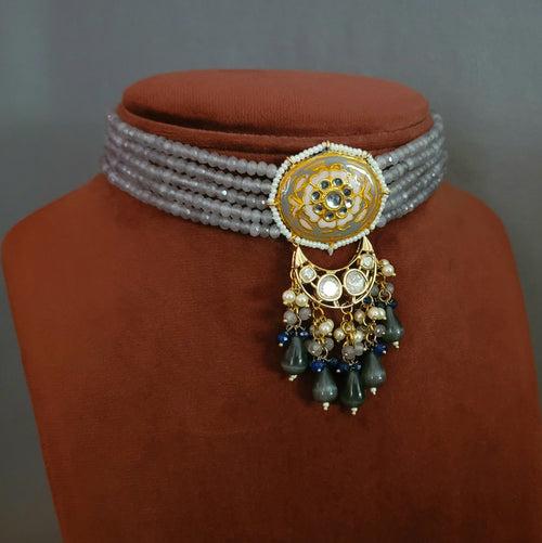 MEENA WORK CHOKER WITH EARRINGS