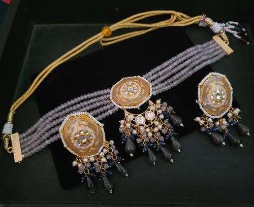 MEENA WORK CHOKER WITH EARRINGS