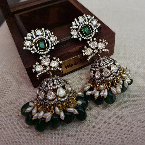 POLKI KUNDAN AND SEMI PRECIOUS STONE EARRINGS