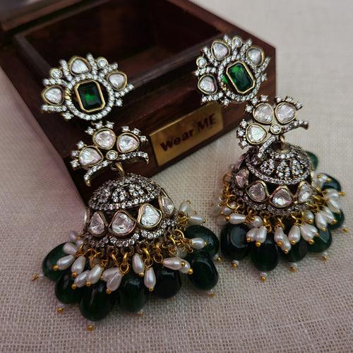 POLKI KUNDAN AND SEMI PRECIOUS STONE EARRINGS