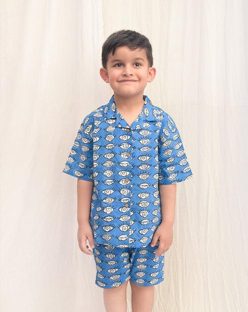 Nazar Battu Shortees - Soft Cotton Shirt & Shorts Set for Kids