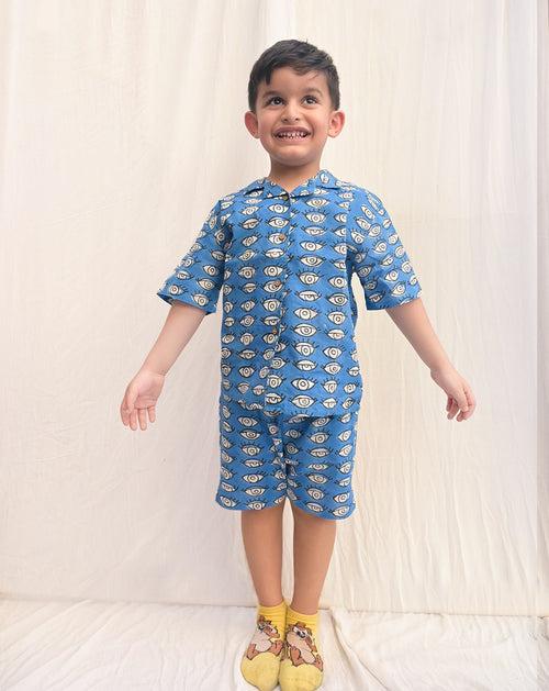 Nazar Battu Shortees - Soft Cotton Shirt & Shorts Set for Kids