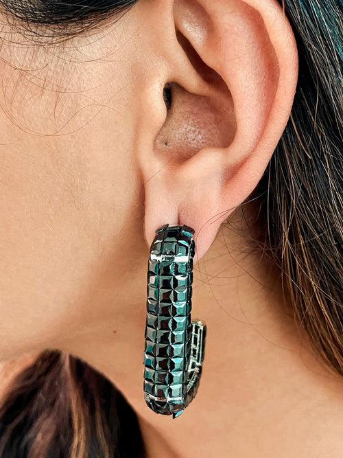 Rectangular Black Earrings