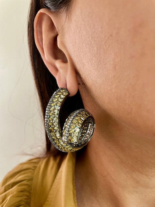 Spiral Citrine Wave Earring