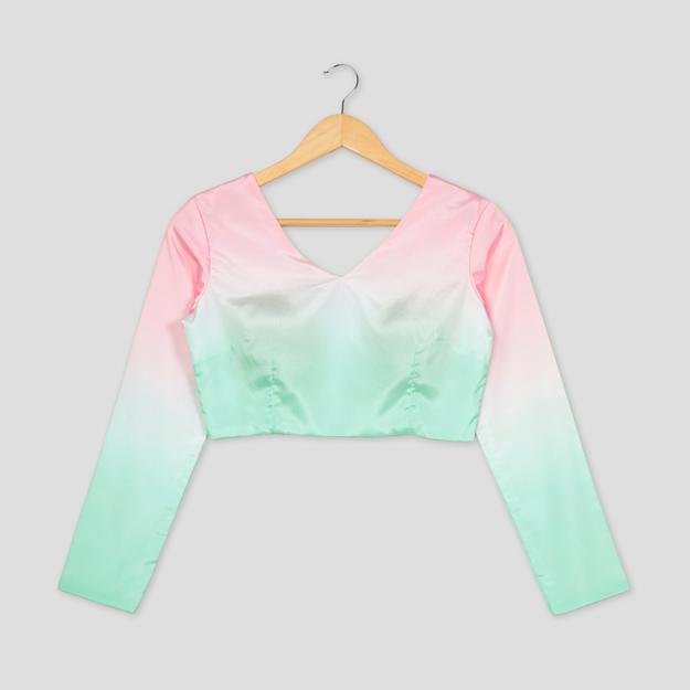 Classic Ombre Full Sleeve Silk Blouse