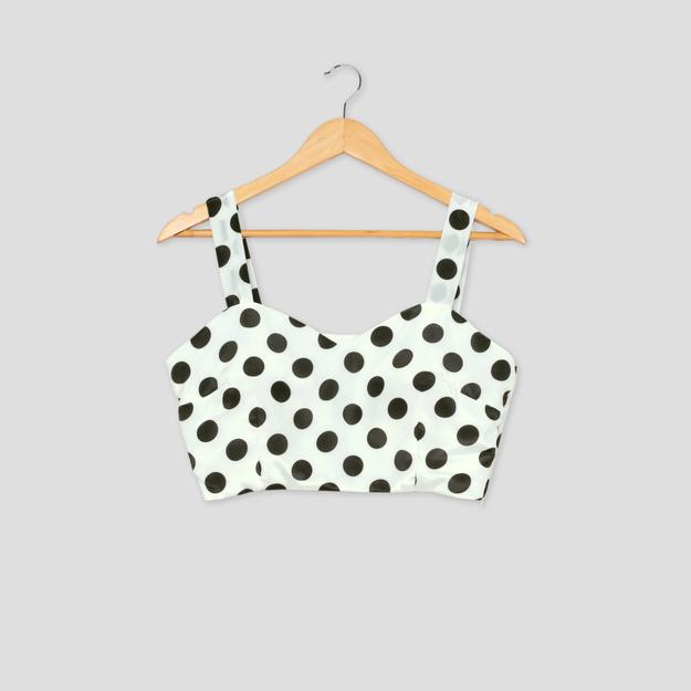 Trendy Polka Dots Black And White Sleeveless Blouse