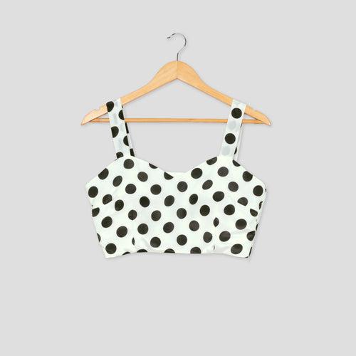 Trendy Polka Dots Black And White Sleeveless Blouse