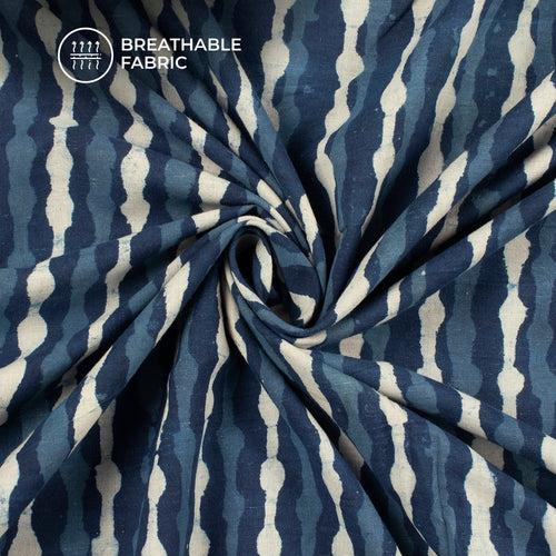 Indigo Handblock Pure Cotton Fabric