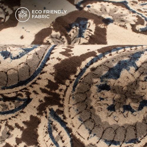 Gray And Ivory White Pattern Kalamkari Cotton Fabric