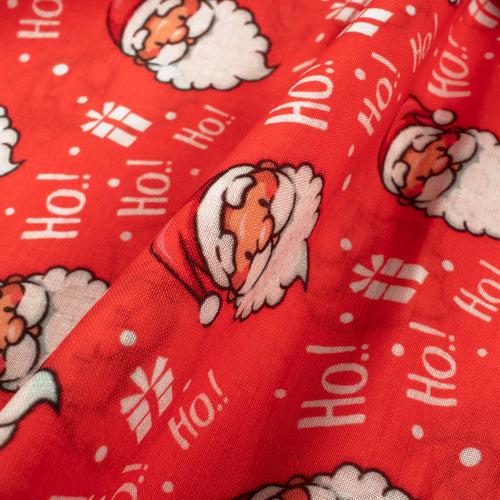 Red And White Christmas Pattern Digital Print Poly Cambric Fabric