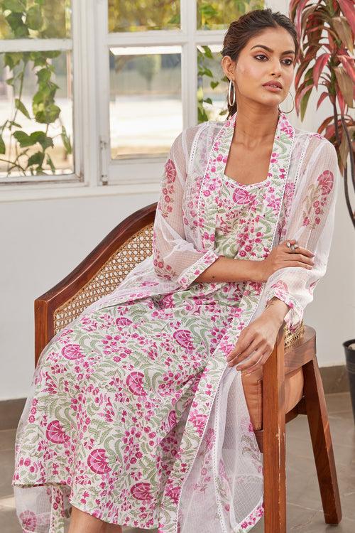 Butidar Hand Block Print Dress Co-Ord Set