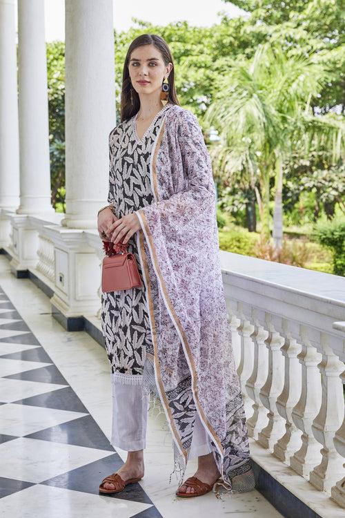 Hand-Block Printed Cotton Kota Dupatta