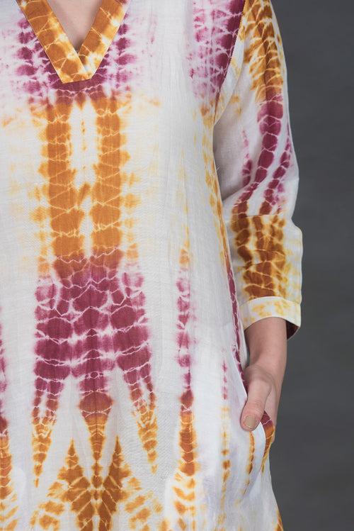 Cotton Silk Shibori Print Dress