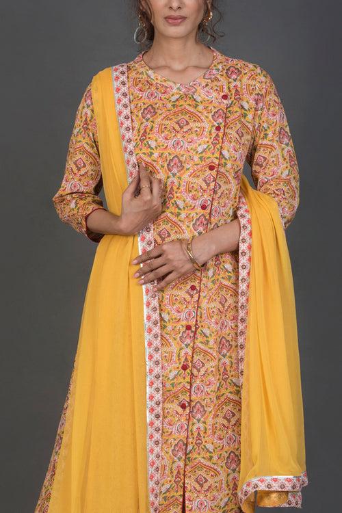 Yellow Chiffon Dupatta with Gota