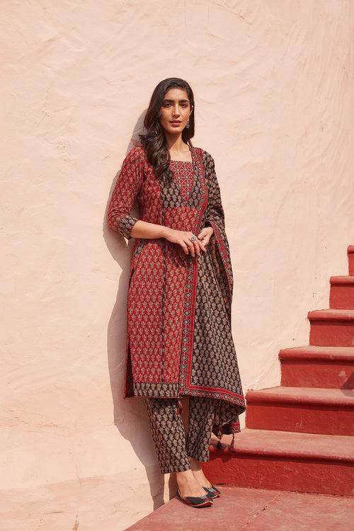 Hand Blocked Ajrakh Print Ethnic Trouser With Pockets