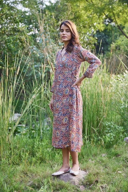 Maroon Kalamkari Angrakha Kurta