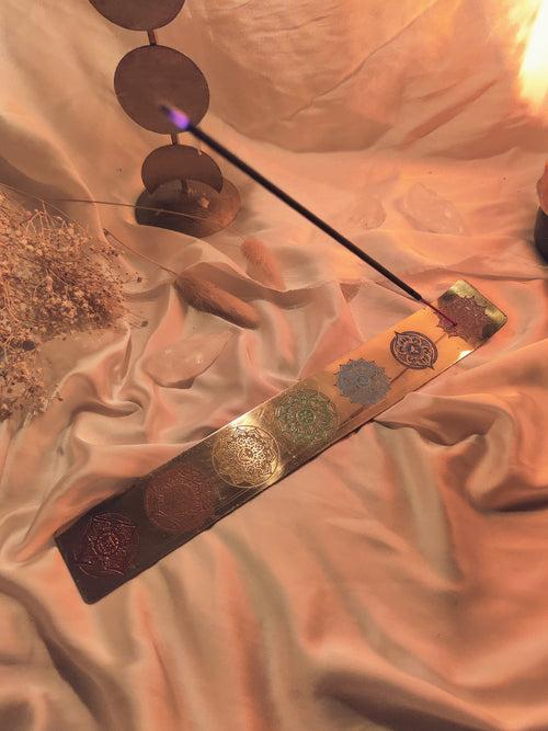 7 chakra brass incense sticks holder