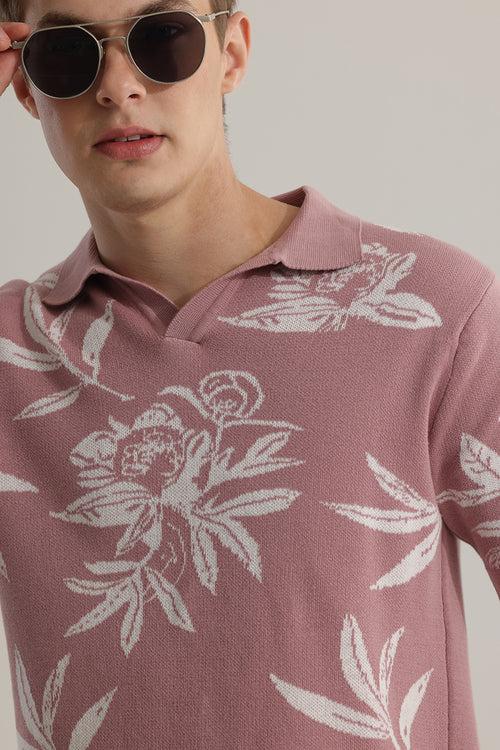 Florazure Pink Floral Polo T-shirt