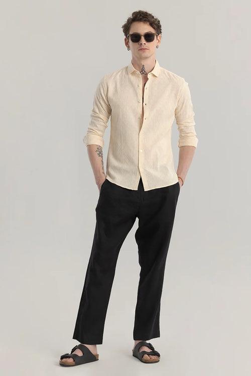 Quiltrend Cream Self Design Shirt