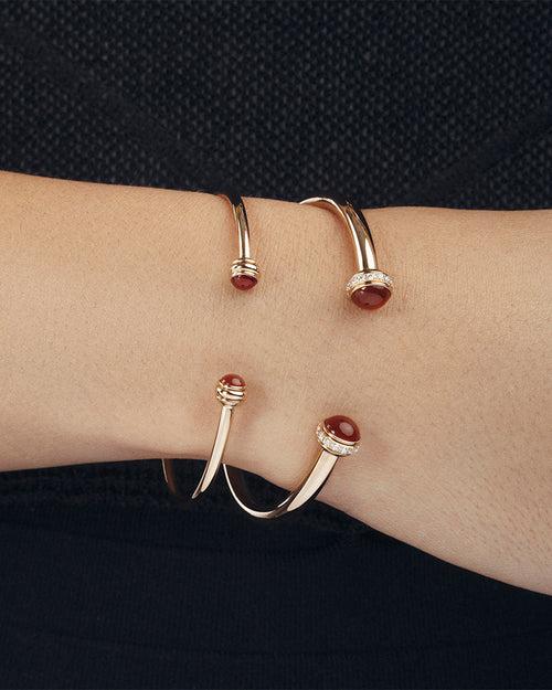 ROSE GOLD CARNELIAN OPEN BANGLE BRACELET (SIZE 17)