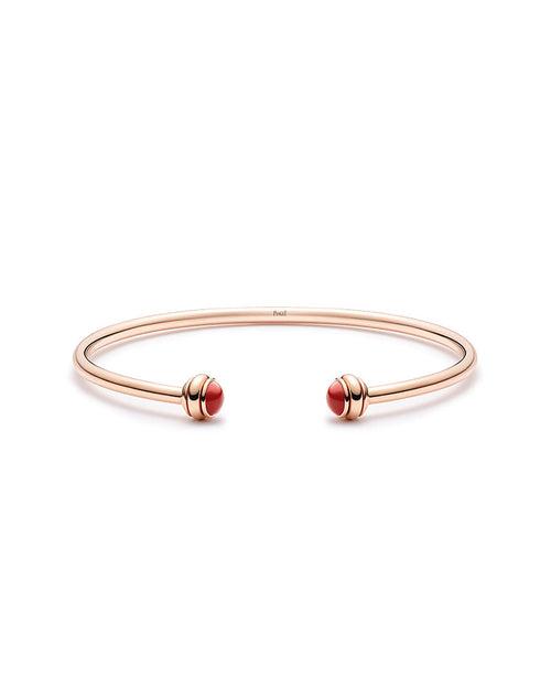 ROSE GOLD CARNELIAN OPEN BANGLE BRACELET (SIZE 17)