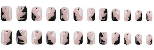 Nailamour Black & White Dot Small Artificial Nail Kit - 24pcs