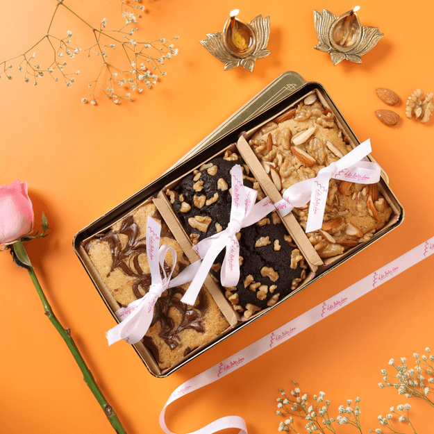 The Tin Gift Box of Mini Tea Cakes ( Nutella Vanilla, Chocolate Walnut and Almond Walnut )