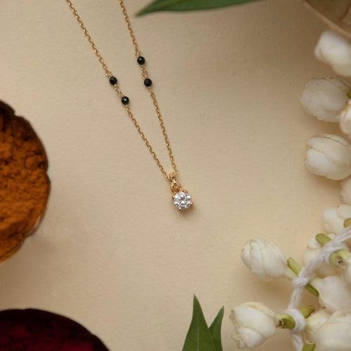 Simple Solitaire 18K Gold Vermeil Sterling Silver Mangalsutra