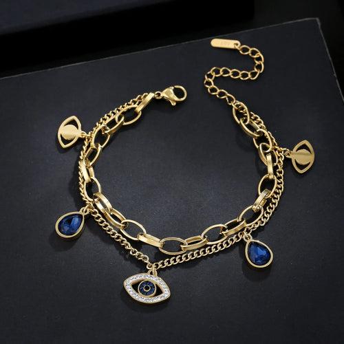 Evil Eye Charm Bracelet- 18K Gold Plated