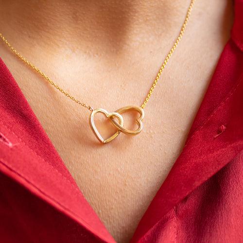 Double Heart Sterling Silver Necklace